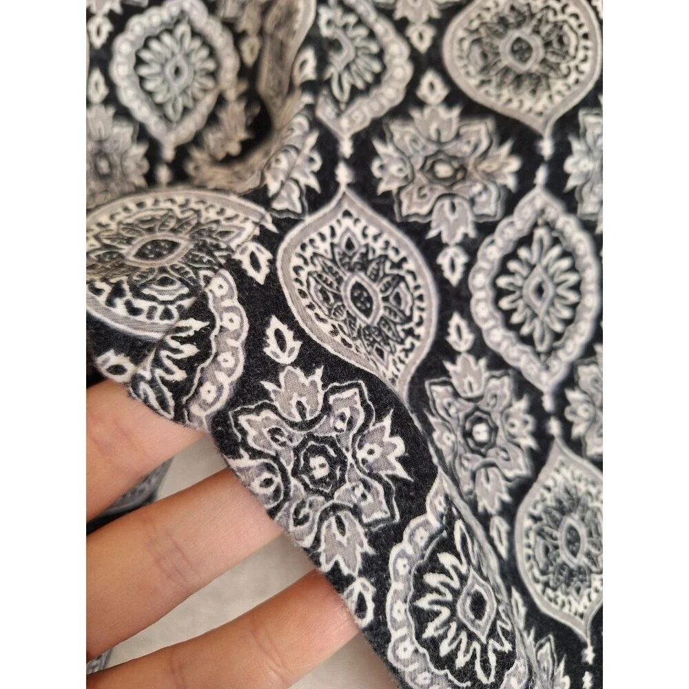 Suave Tummy Control Black White Paisley Print Women's Leggings XL Yoga Athletic